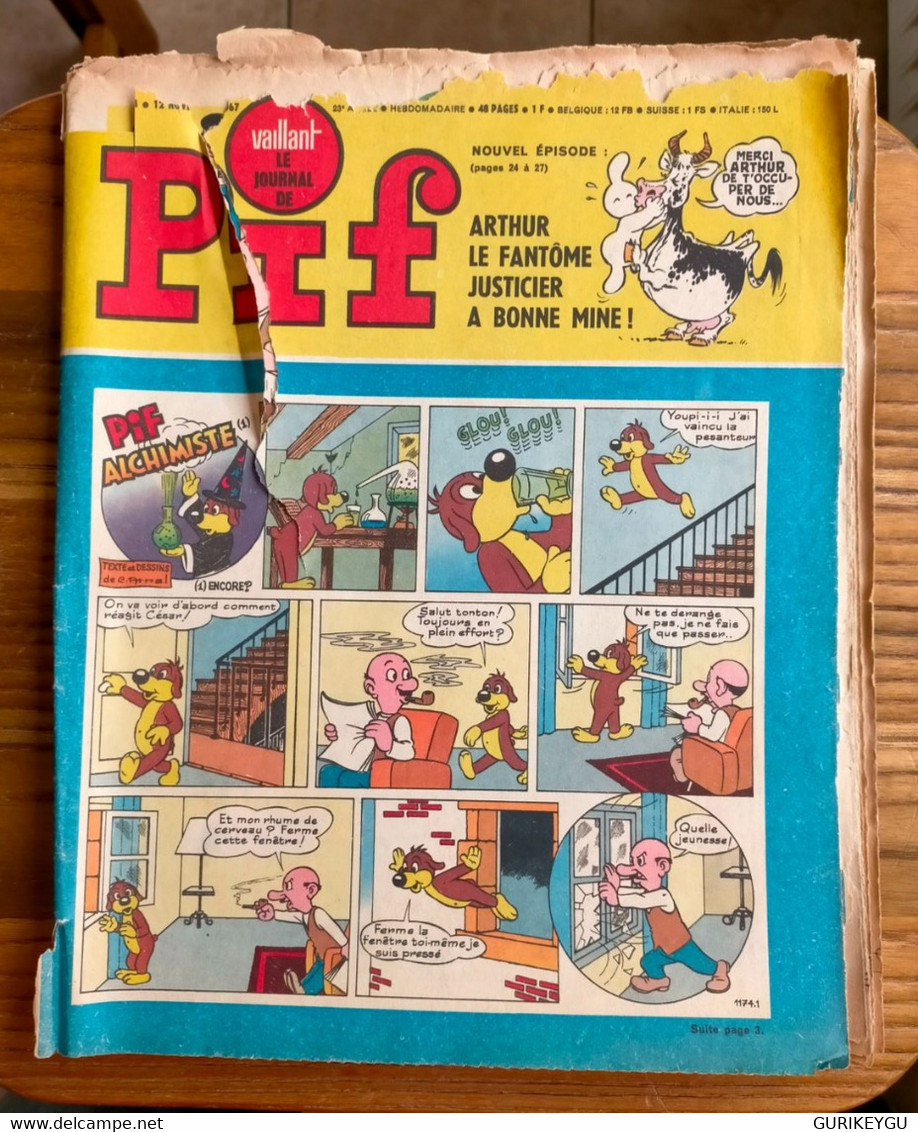 Vaillant Le Journal De PIF N°1174 TOTOCHE Jacques Flash GAI LURON CORINNE Et JEANNOT Teddy Ted 12/11/1967 - Pif & Hercule