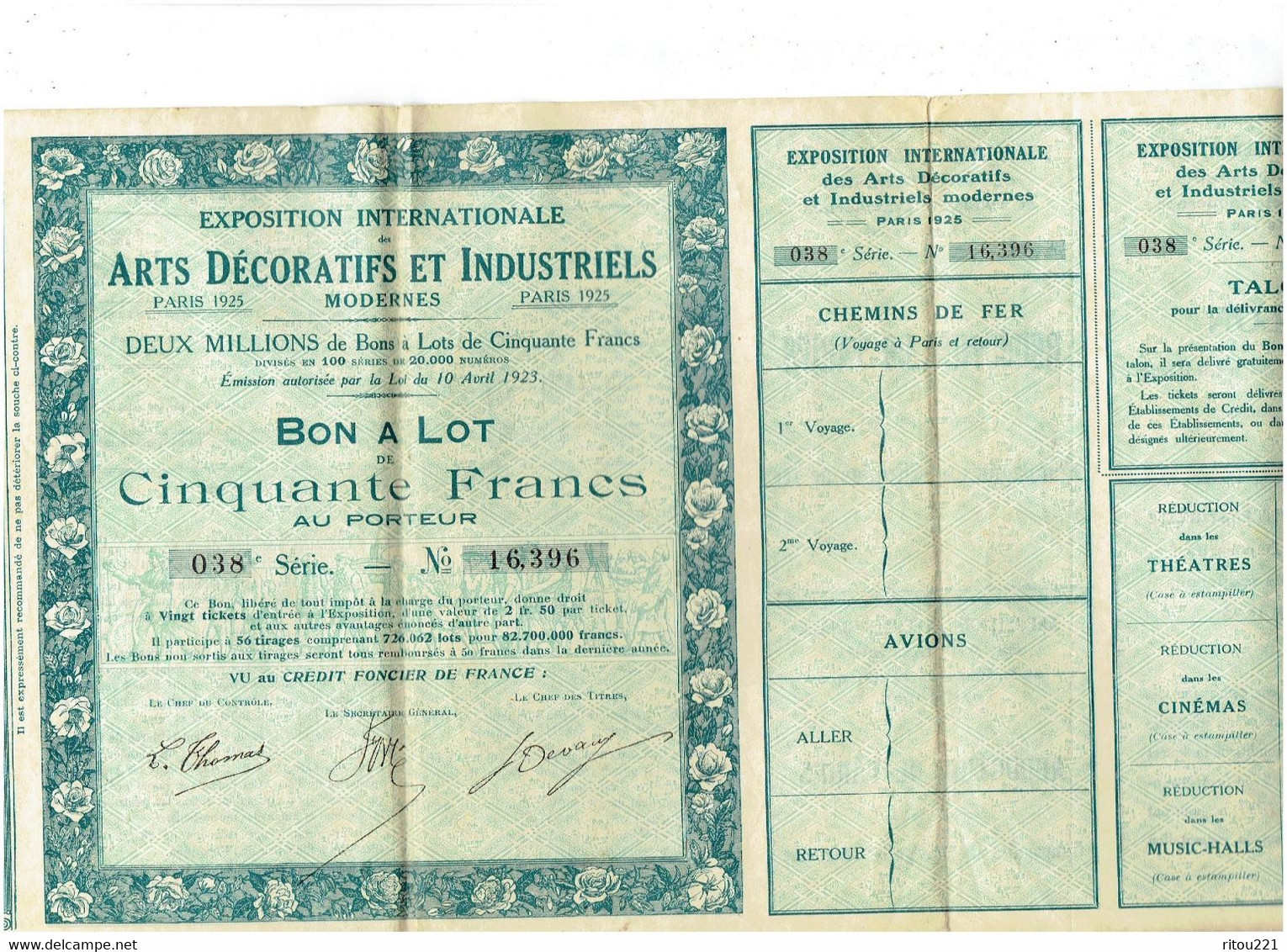 BON A LOT - ARTS DECORATIFS - PARIS 1925 - Chemin De Fer Théâtre Cinéma Music-Hall Crédit Foncier De France - Cinéma & Theatre