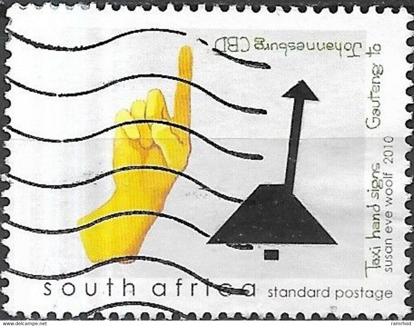 SOUTH AFRICA 2010 Taxi Hand Signs - (2r25) -  Gauteng To Johannesburg CBD FU - Used Stamps