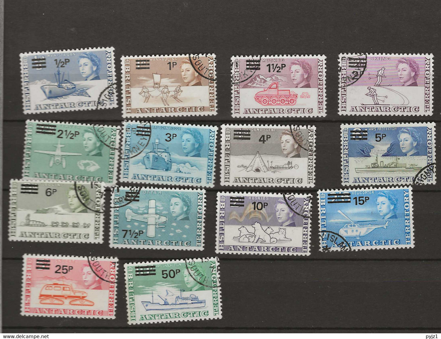 1971 USED  British Antactic Territory, Mi 25-38 Gestempeld - Gebraucht