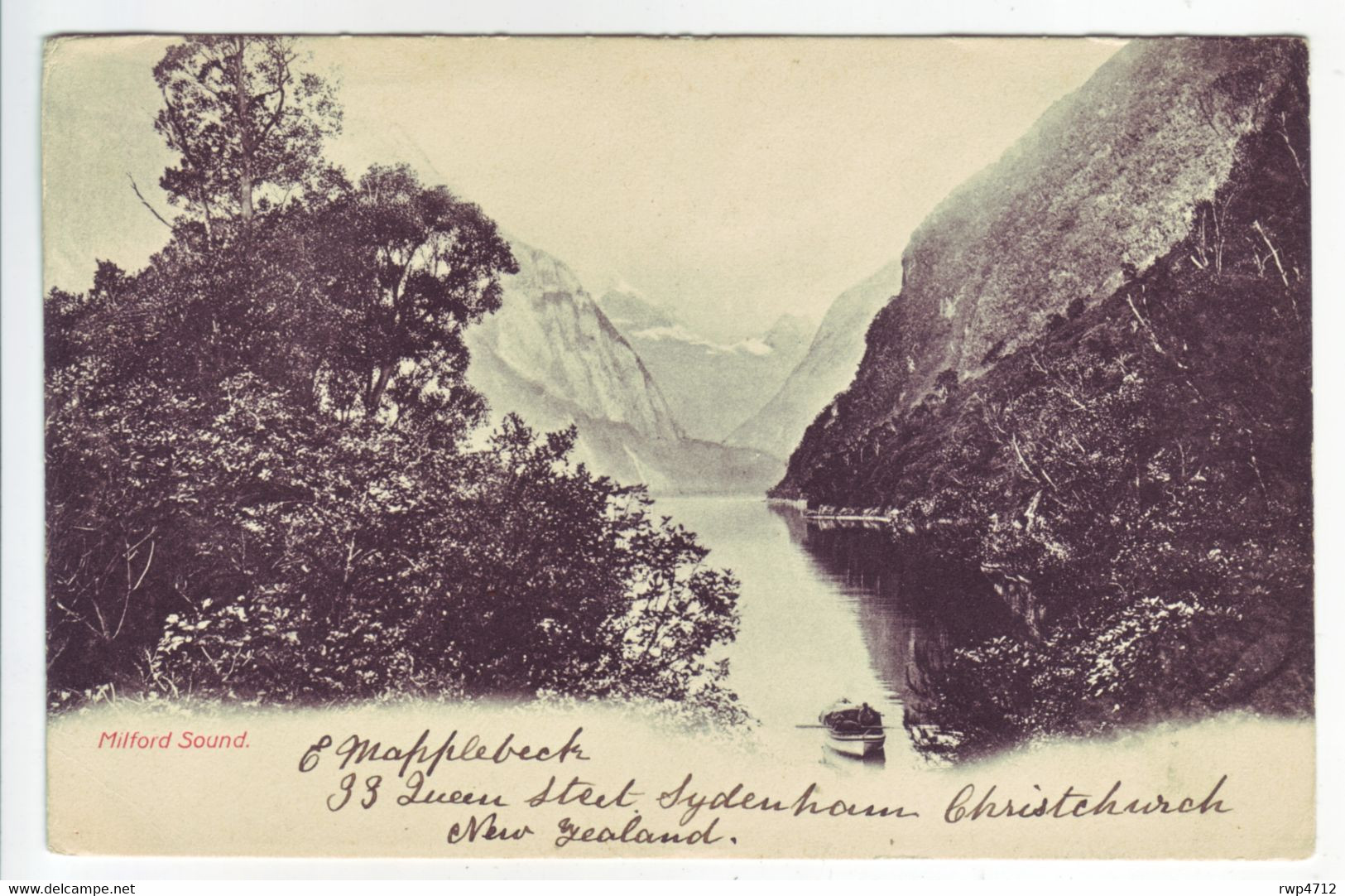 NEW ZEALAND  Ansichtskarte Picture Postcard Milford Sound 1906 To Denmark - Brieven En Documenten