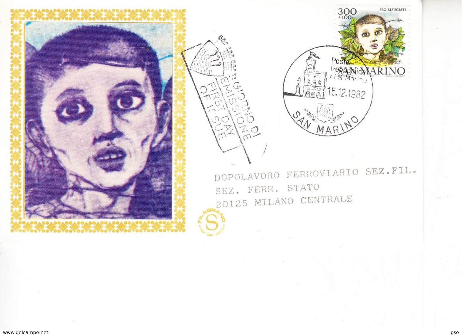 SAN MARINO  1982 -  Sassone 1108 - Rifugiato - Storia Postale