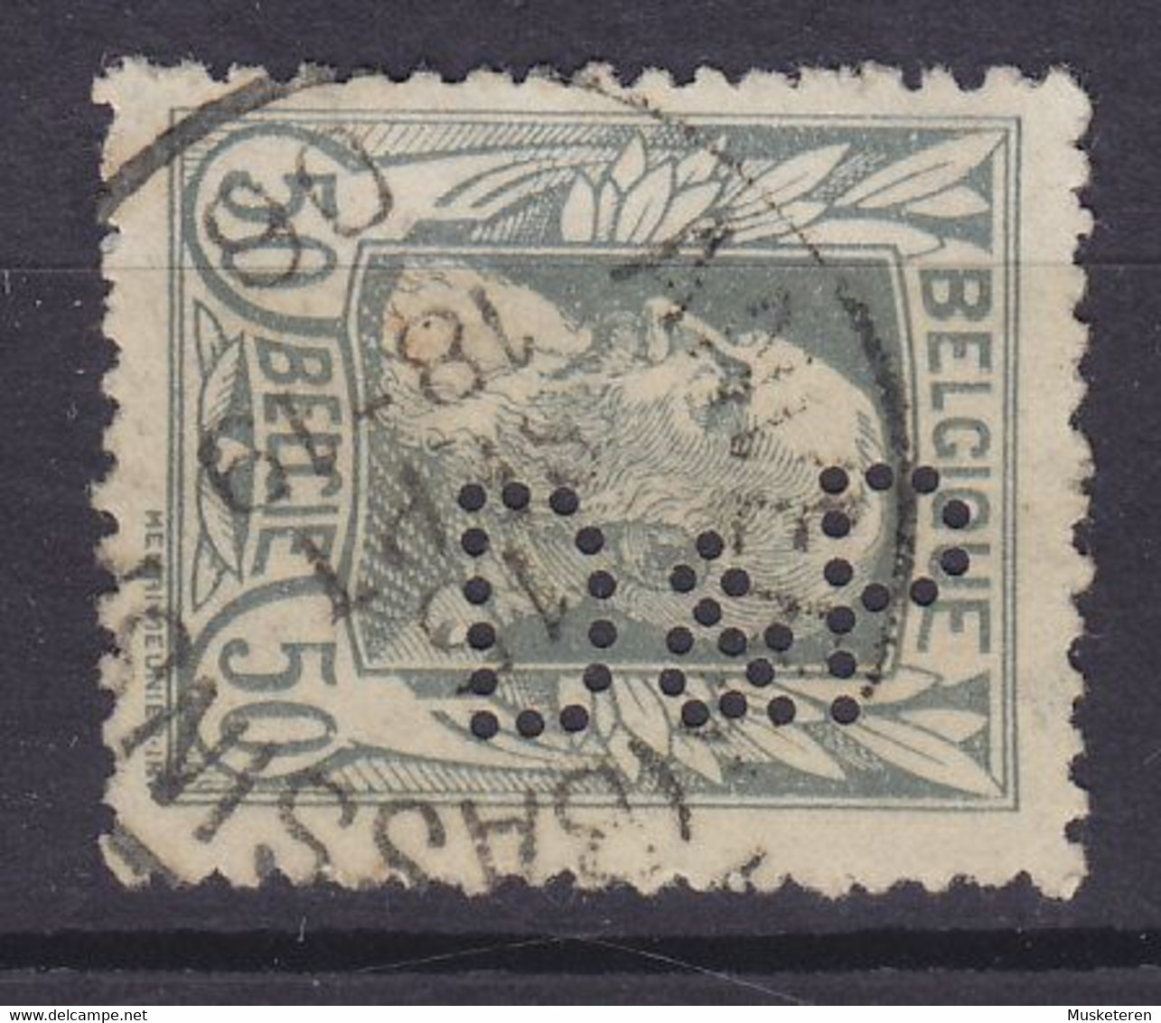 Belgium Perfin Perforé Lochung 'D&P' Mi. 75, 50c. Leopold II. ANVERS (Bassin) Cancel (2 Scans) - 1909-34