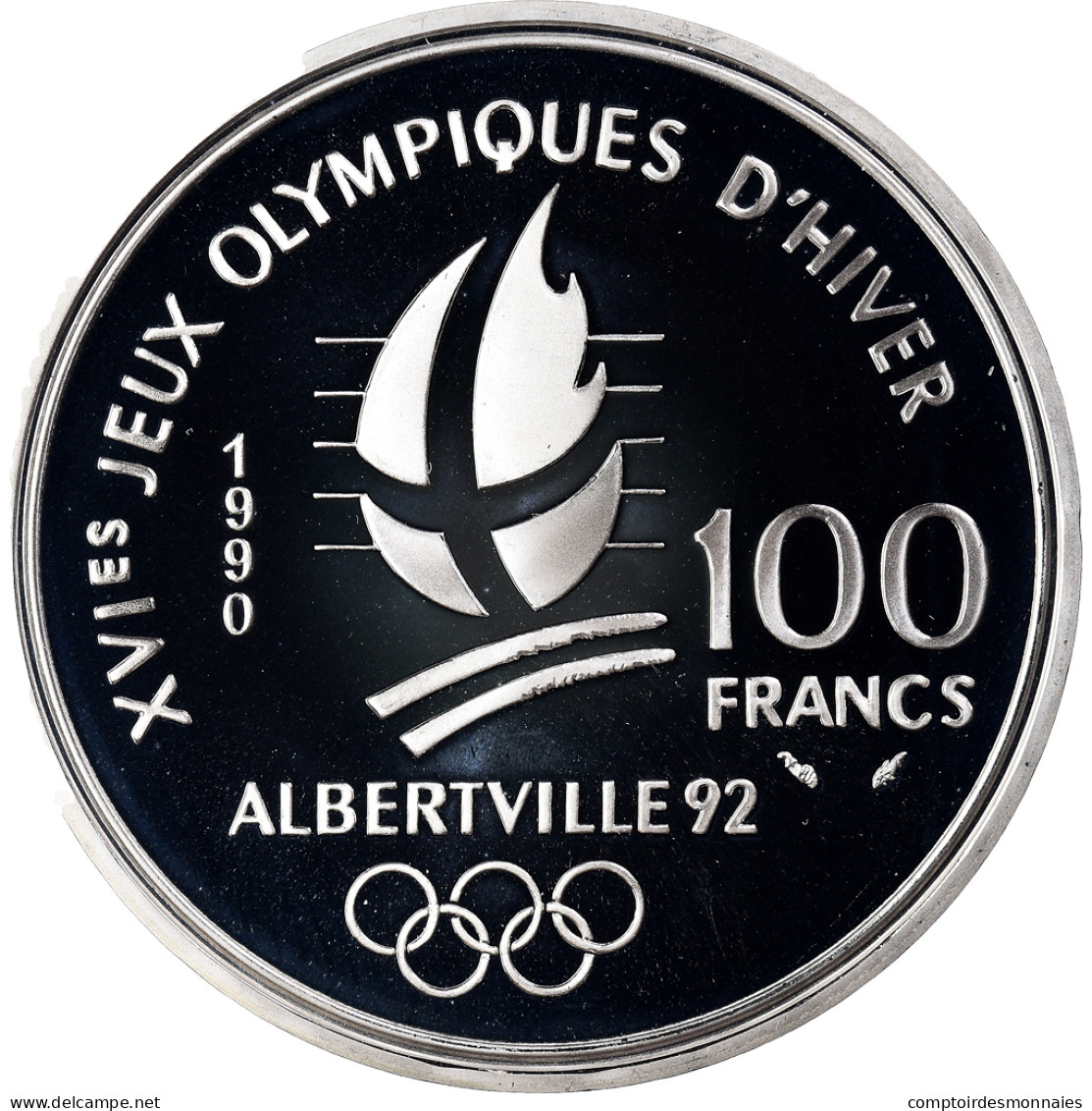 Monnaie, France, Albertville 92, Bobsleigh, 100 Francs, 1990, Paris, Proof, FDC - Essays & Proofs