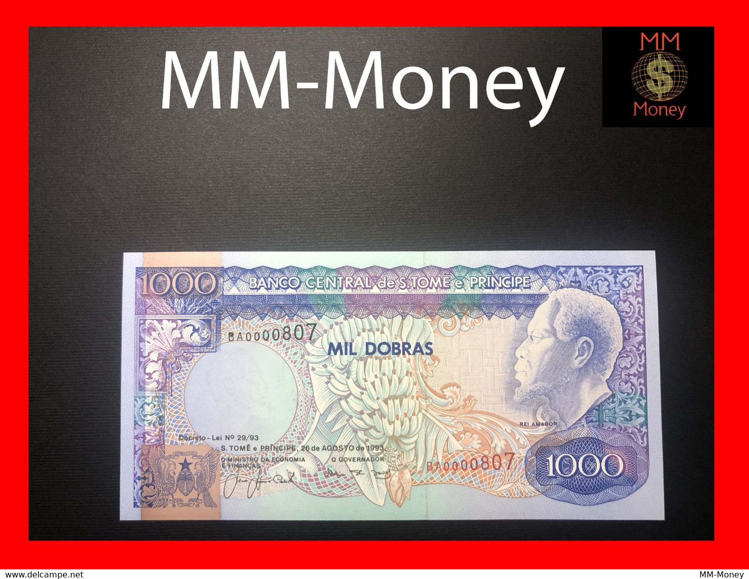 SAO TOME’ E PRINCIPE 100.000 100000 Dobras  26.8.1993  P. 64   "low Serial 0000807"   UNC - São Tomé U. Príncipe