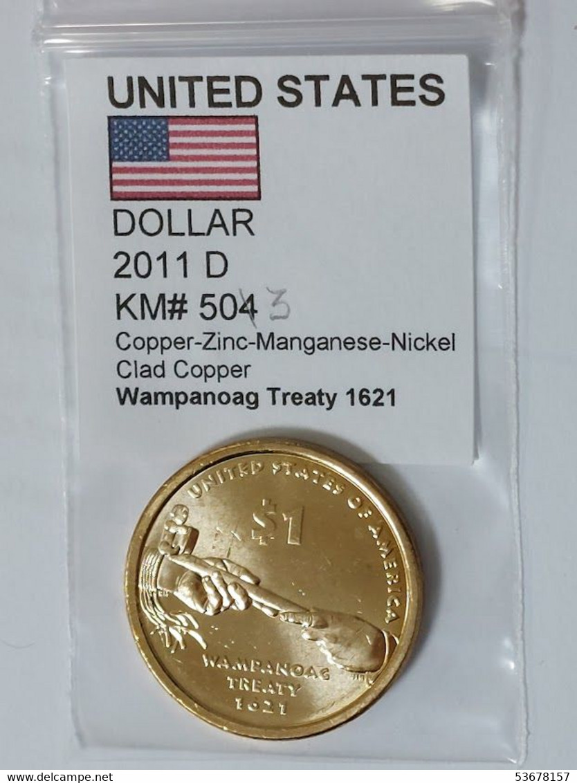 USA - 1 Dollar, 2011D, Wampanoag Treaty, KM# 503 - Ohne Zuordnung