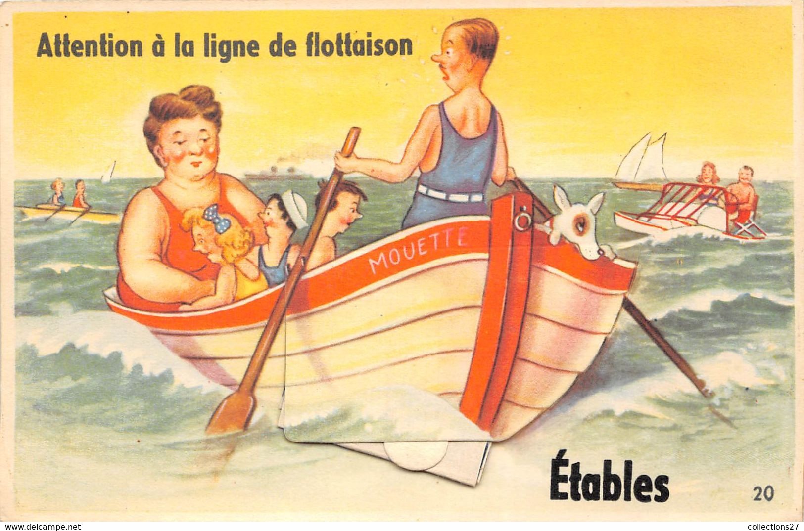 22-ETABLES- CARTE A SYSTEME DEPLIANTE- ATTENTION A LA LIGNE DE FLOTTAISON - Etables-sur-Mer