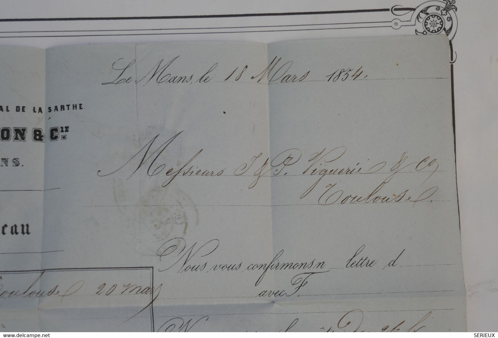 AU2 FRANCE BELLE  LETTRE SIGNEE 1854 LE MANS POUR TOULOUSE   +PC SUR  N°10 BELLE MARGES+ + AFFRANC. INTERESSANT - 1852 Luis-Napoléon