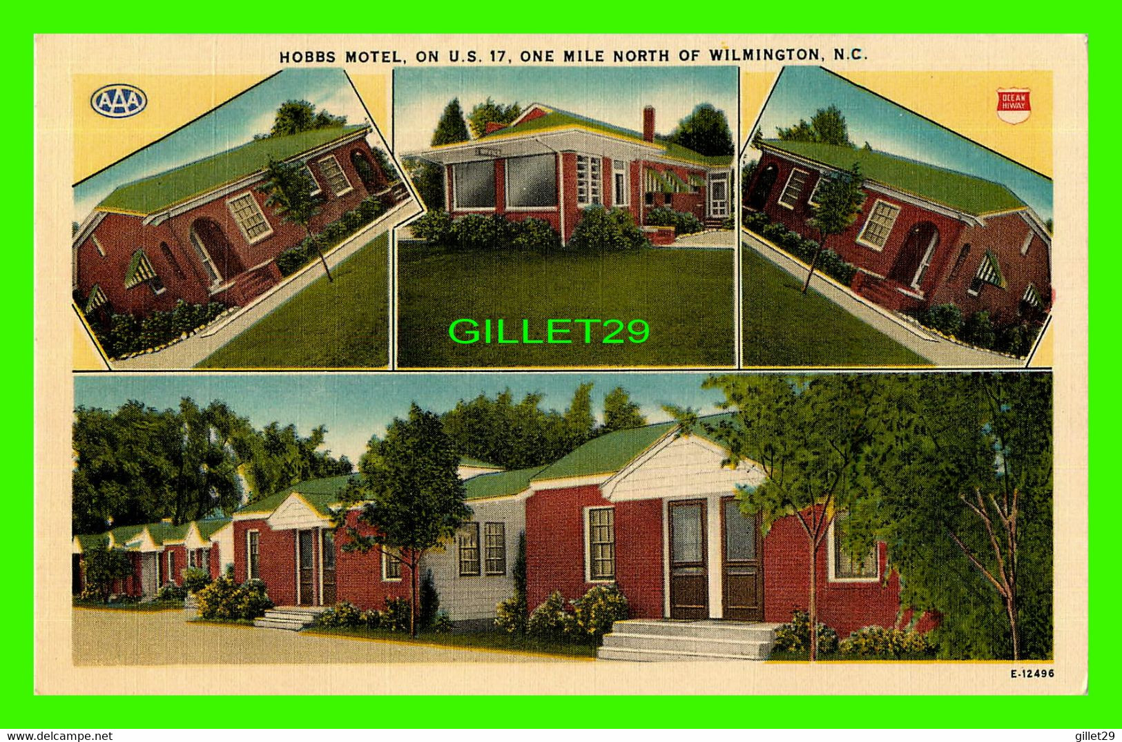 WILMINGTON, NC - HOBBS MOTEL, ON U.S. 17 - 4 MULTIVUES - PUB. BY HENRY H. AHRENS - - Wilmington