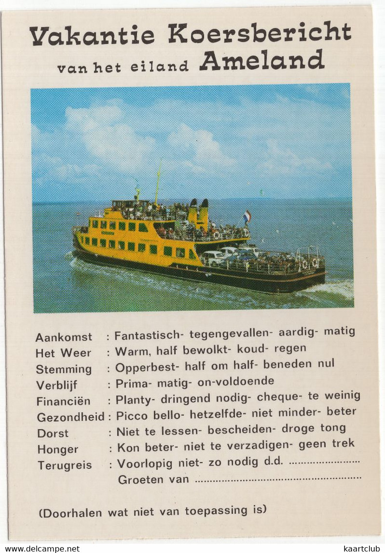 Vakantie Koersbericht Van Het Eiland Ameland : 'Prinses Anna' - Veerboot / Ferry - (Wadden, Nederland) - Nr. L 797 - Ameland