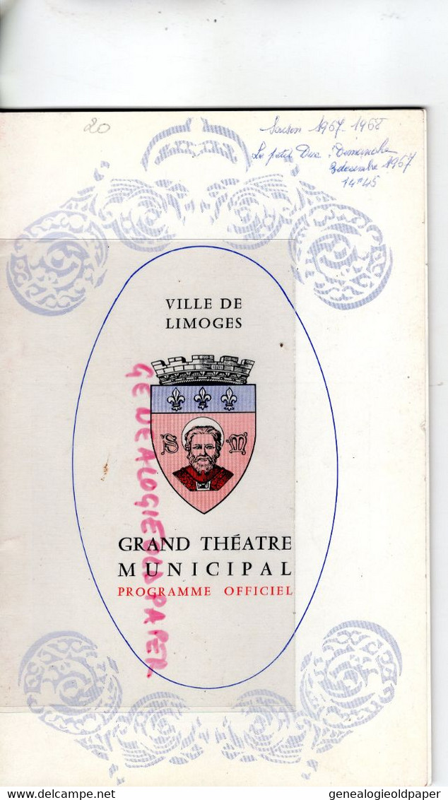 87- LIMOGES- PROGRAMME THEATRE MUNICIPAL-1967-LE PETIT DUC- OPERA COMIQUE-MEILHAC HALEVY-ROBERT VIDAL-FOIES PERIGUEUX - Programmes