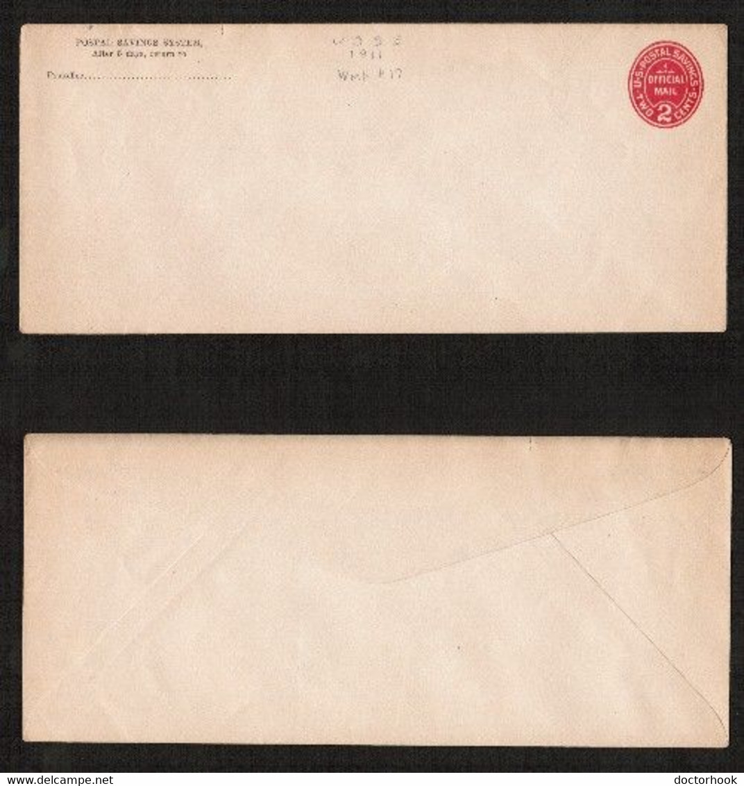 U.S.A.   Scott # UO 72 UNUSED OFFICIAL 1911 STAMPED ENVELOPE---OS-704 - 1901-20