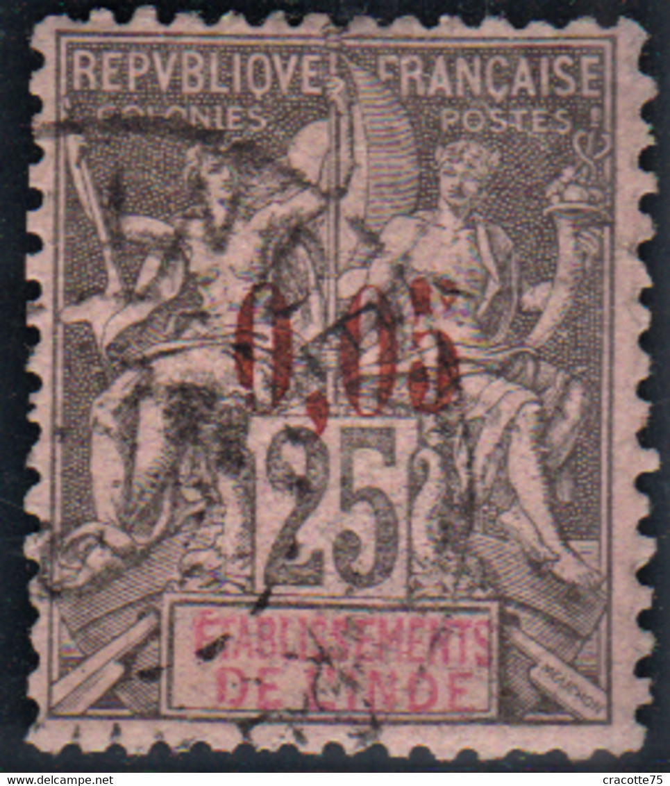 INDE . N°  20 (*) . 1903. Type Paix 5c/25c. Noir Sur Rose. Signé.  Cote 400€. - Oblitérés