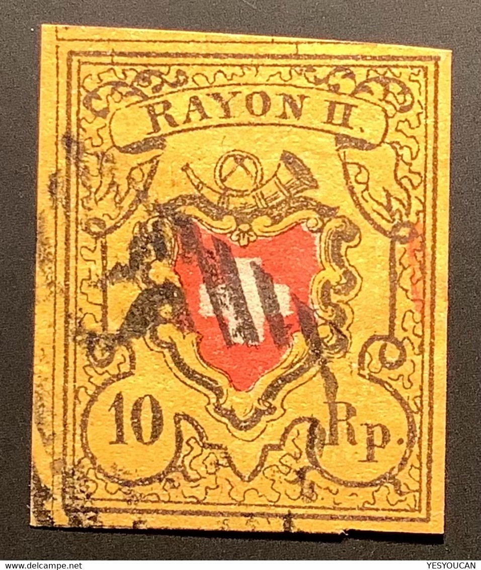 SELTENE "St G" ST GALLEN INITIALRAUTE 1850 Zst 16 II D T.9 RO, 10 Rp Rayon II(Befund Marchand Schweiz Suisse Switzerland - 1843-1852 Federal & Cantonal Stamps