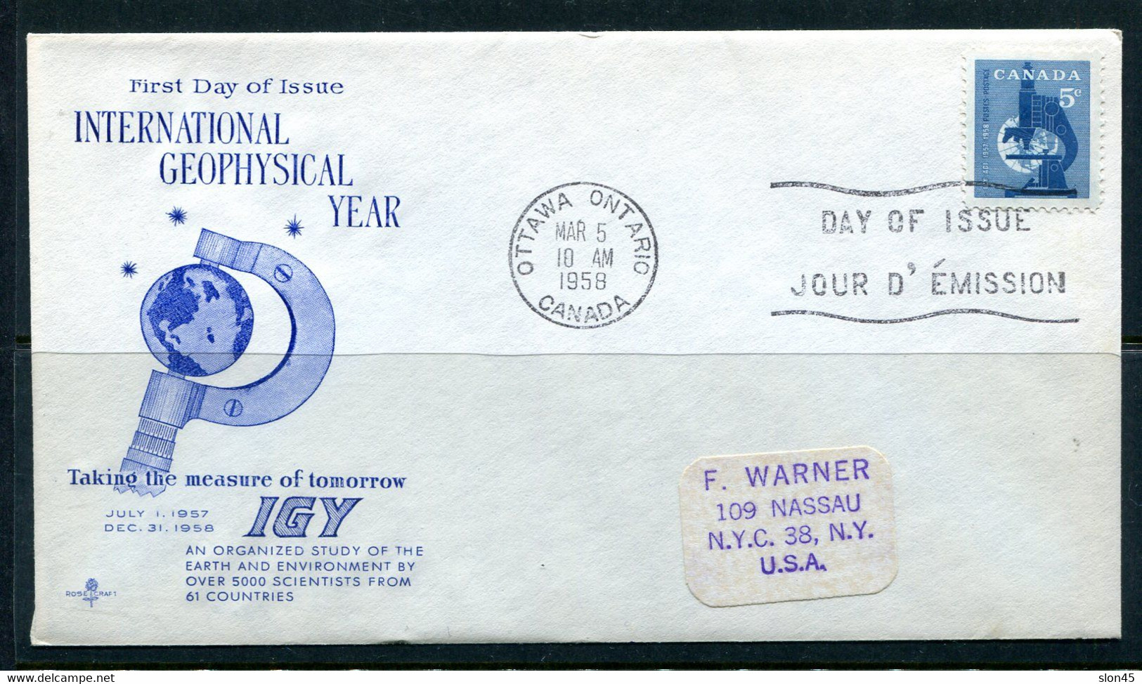 Canada 1958 FDC  Intl Geophysical Year 12699 - Lettres & Documents