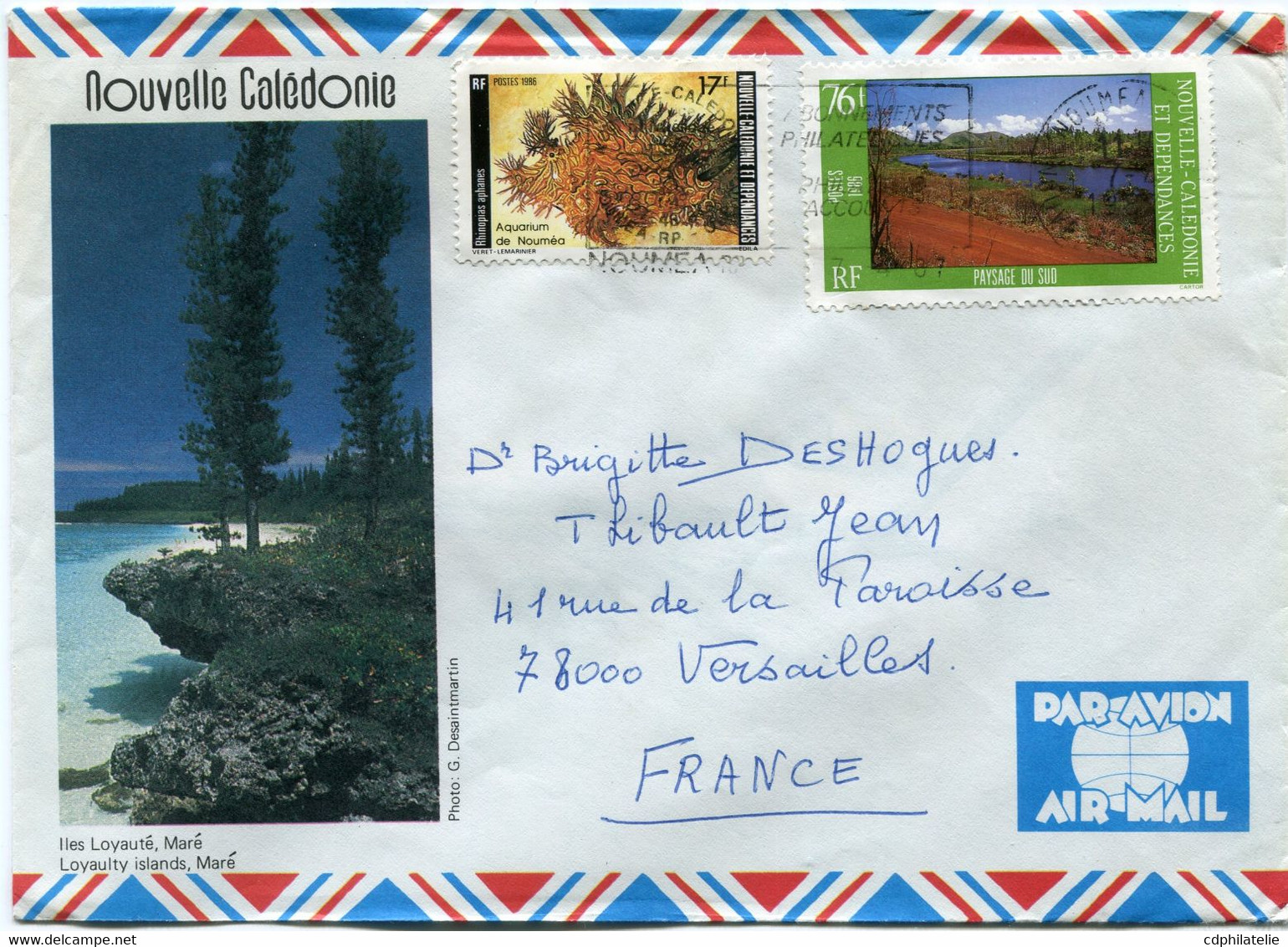 NOUVELLE-CALEDONIE LETTRE PAR AVION DEPART NOUMEA ?-?-87 POUR LA FRANCE - Covers & Documents