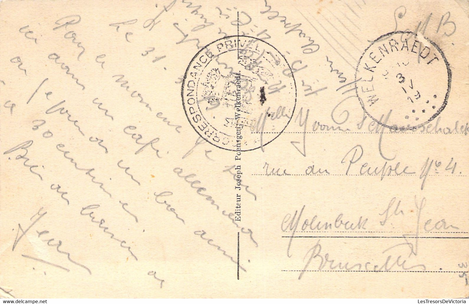 Welkenraedt - Rue Lamberts - Franchise Militaire Cachet Correspondance Privée - Oblitération 1919 - Welkenraedt
