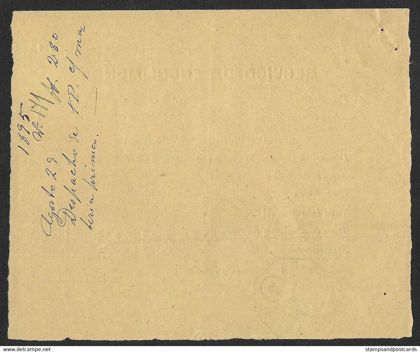 Portugal Récépissé Droits De Douane Colis Postal International 1895 France Lisbonne Lisboa Lisbon Parcel Post Receipt - Briefe U. Dokumente