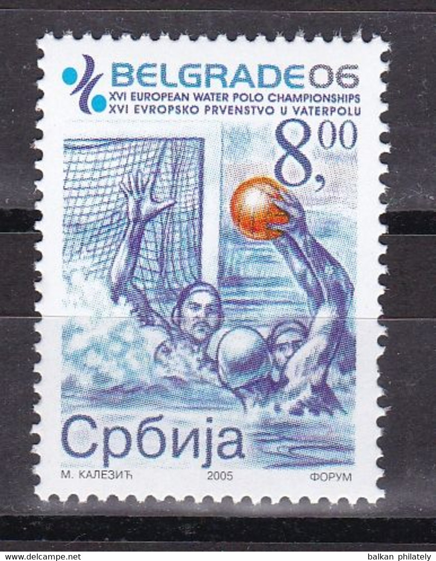 Yugoslavia Serbia 2005 For The Europa Championship Water Polo Sports Charity Surcharge Tax MNH - Waterpolo