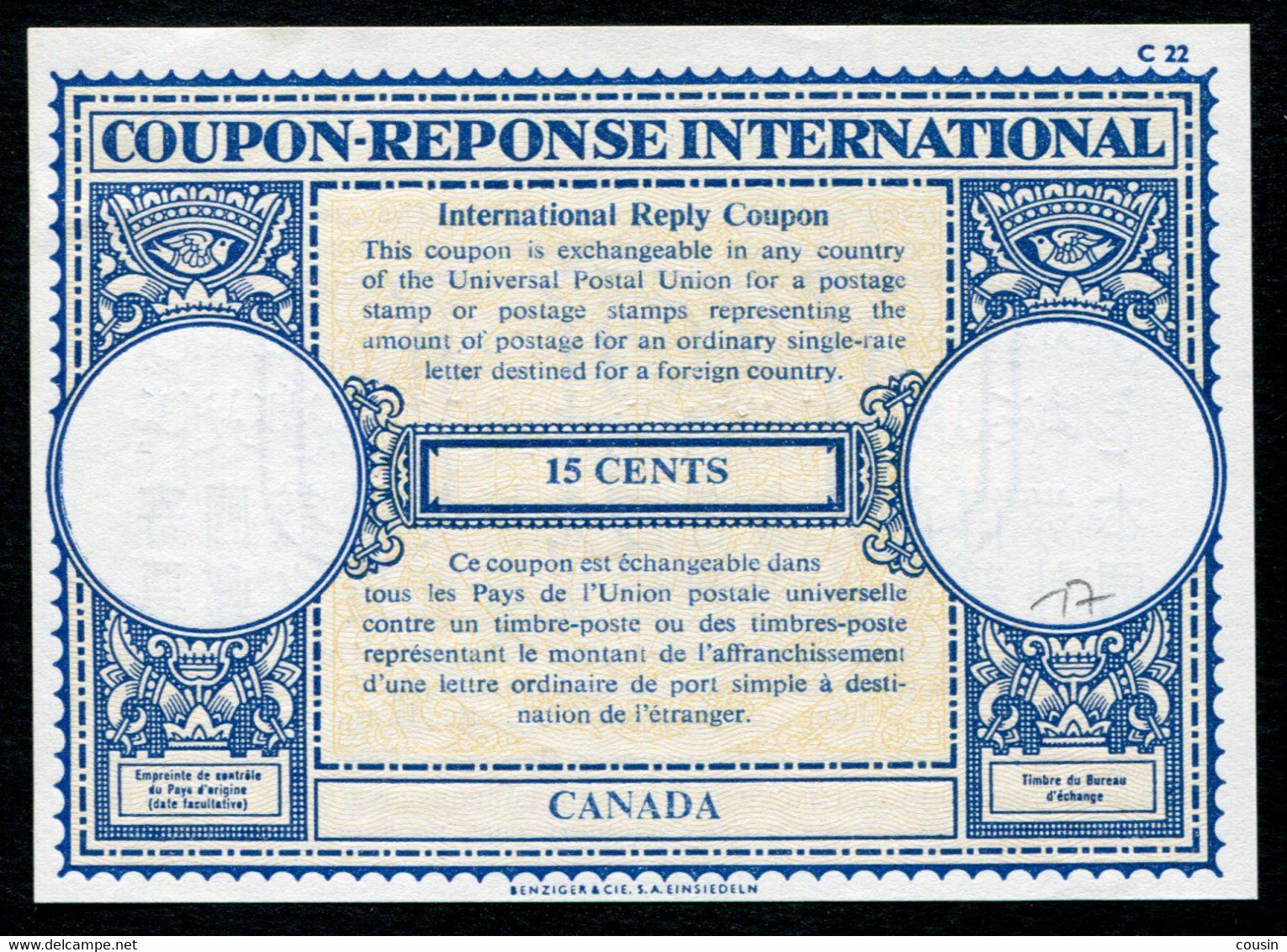 CANADA  International Reply Coupon / Coupon Réponse International - Antwoordcoupons