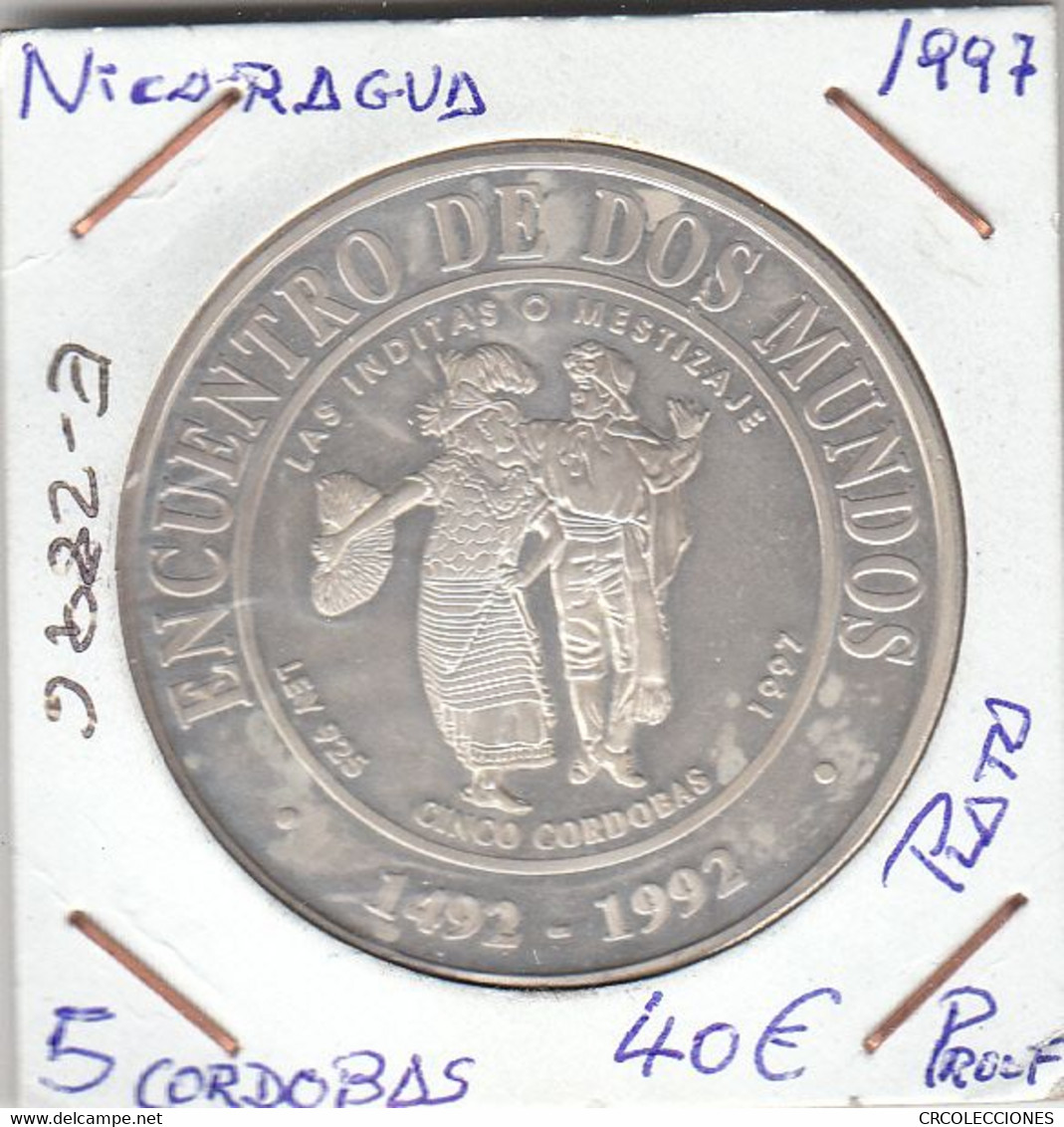 E2896 MONEDA NICARAGUA 5 CORDOBAS 1997 PLATA PROOF 40 - Nicaragua