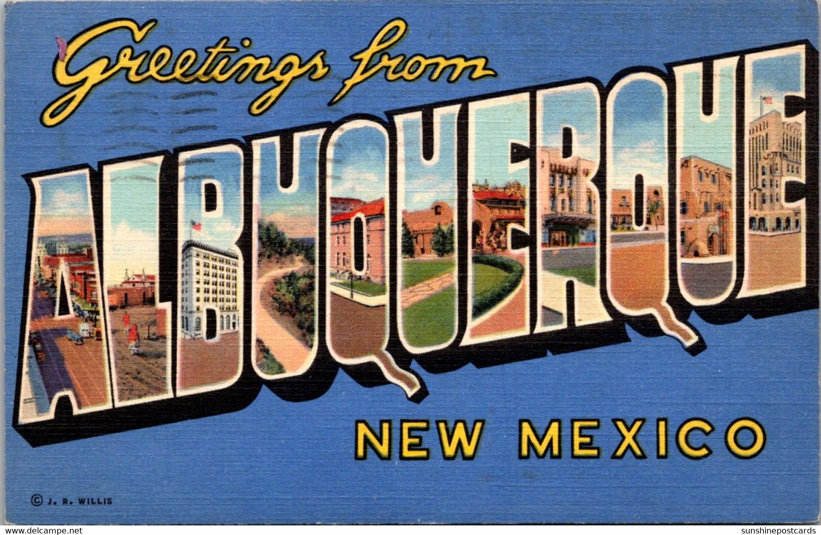 New Mexico Greetings From Albuquerque Large Letter Linen 1941 Curteich - Albuquerque