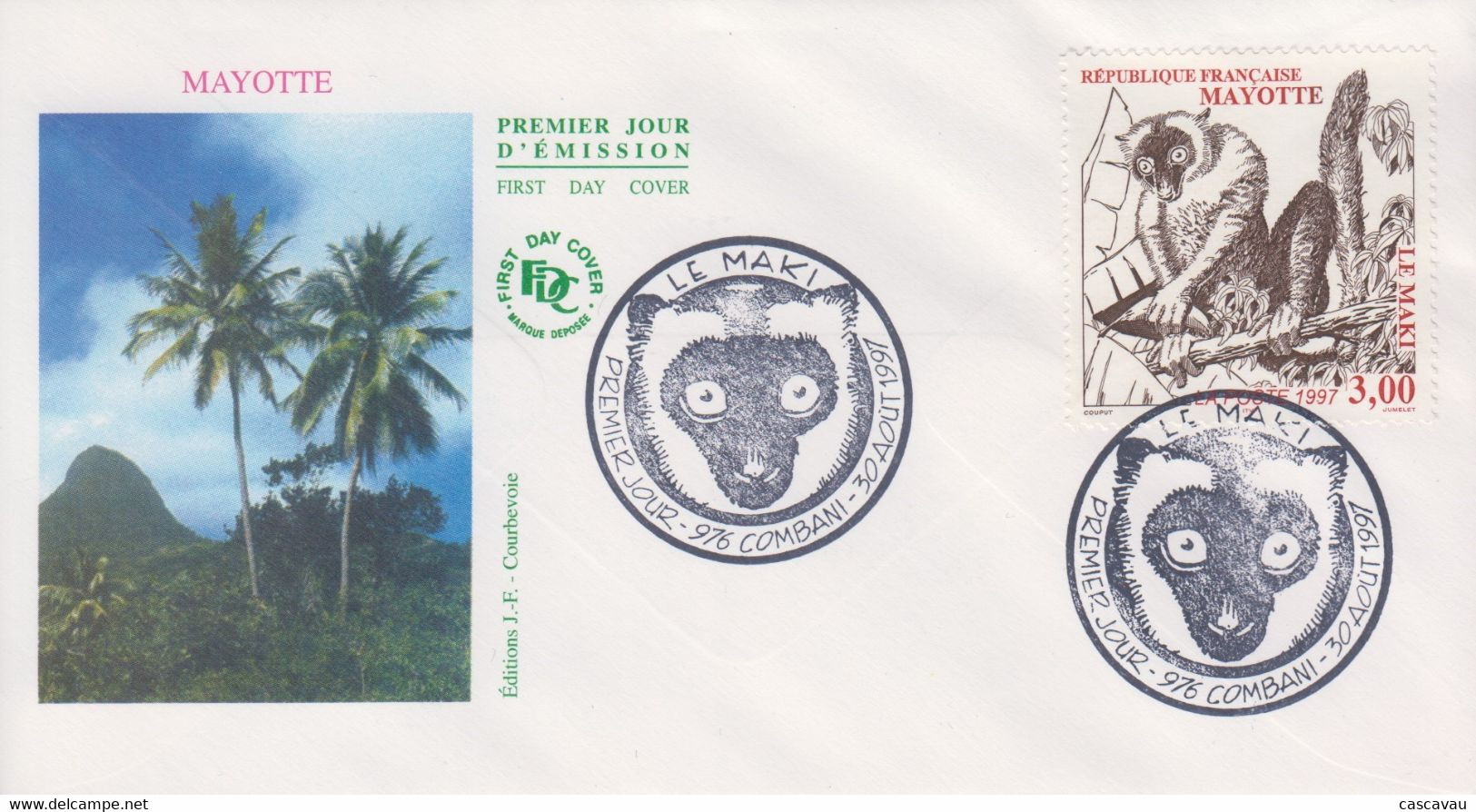 Enveloppe  FDC   1er   Jour    MAYOTTE     Le   MAKI     COMBANI    1997 - Autres & Non Classés