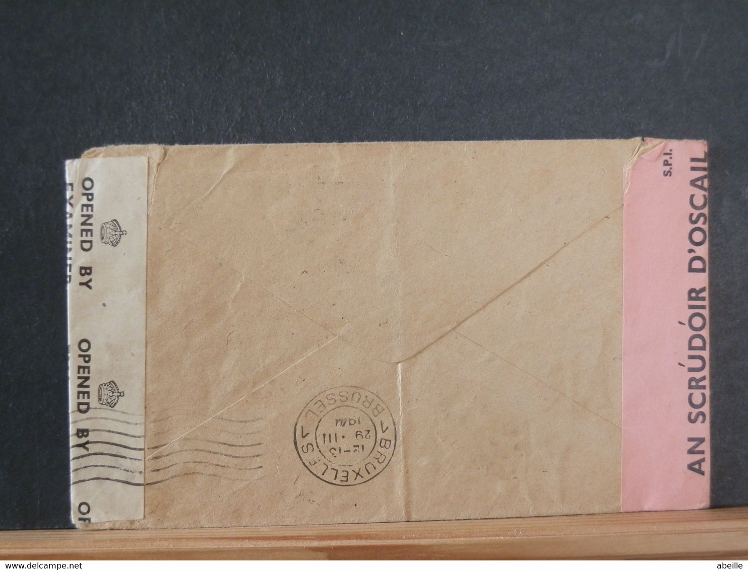 98/467 LETTRE EIRE POUR LA BELG. 1945 DOUBLE CENSURE - Cartas & Documentos