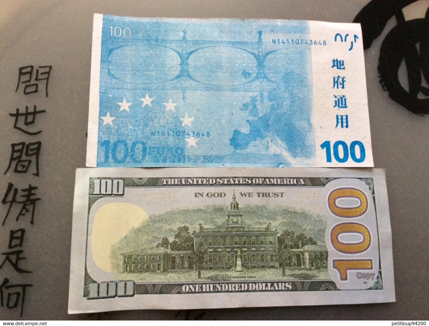 2  BILLETS DE BANQUE *100 Dollars  *100 Euros  FICTIFS - Specimen