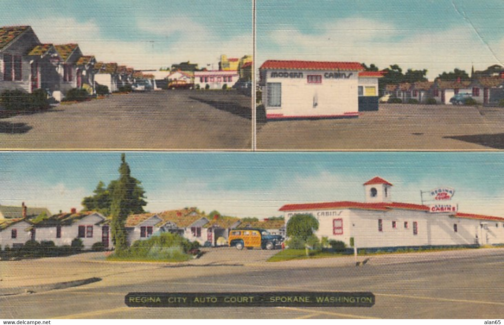 Spokane Washington, Regina City Auto Court Motel Lodging, C1950s Vintage Linen Postcard - Spokane