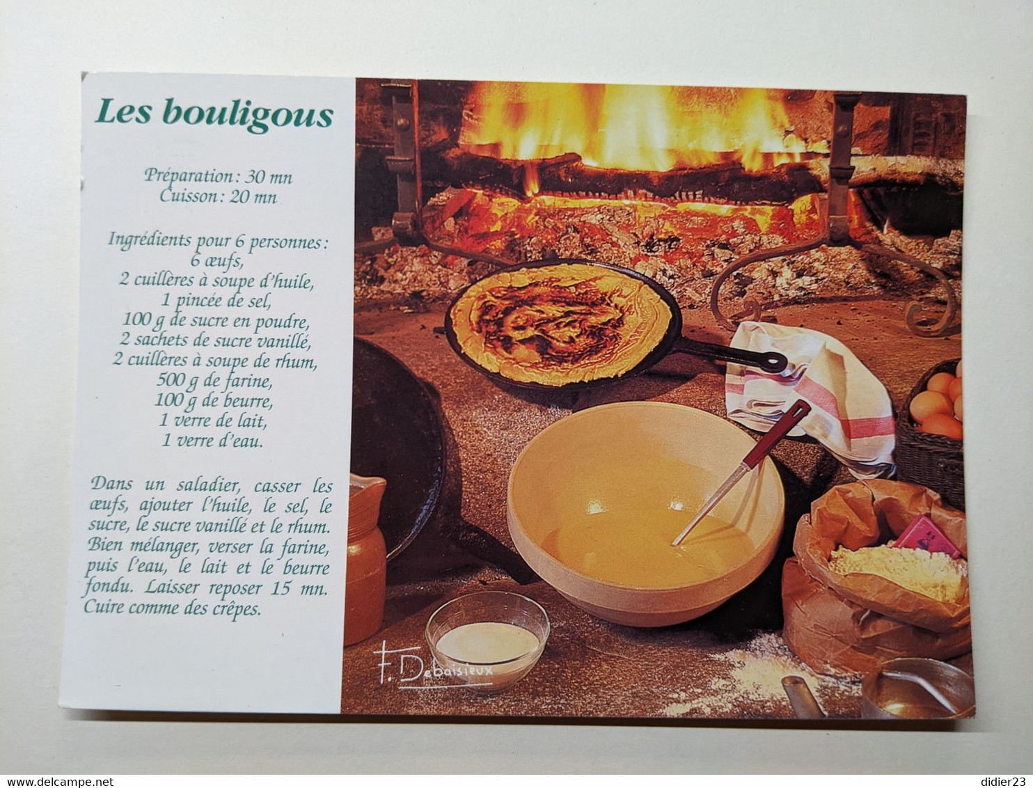 RECETTE DE CUISINE  PHOTOGRAPHE DEBAISIEUX - Recettes (cuisine)