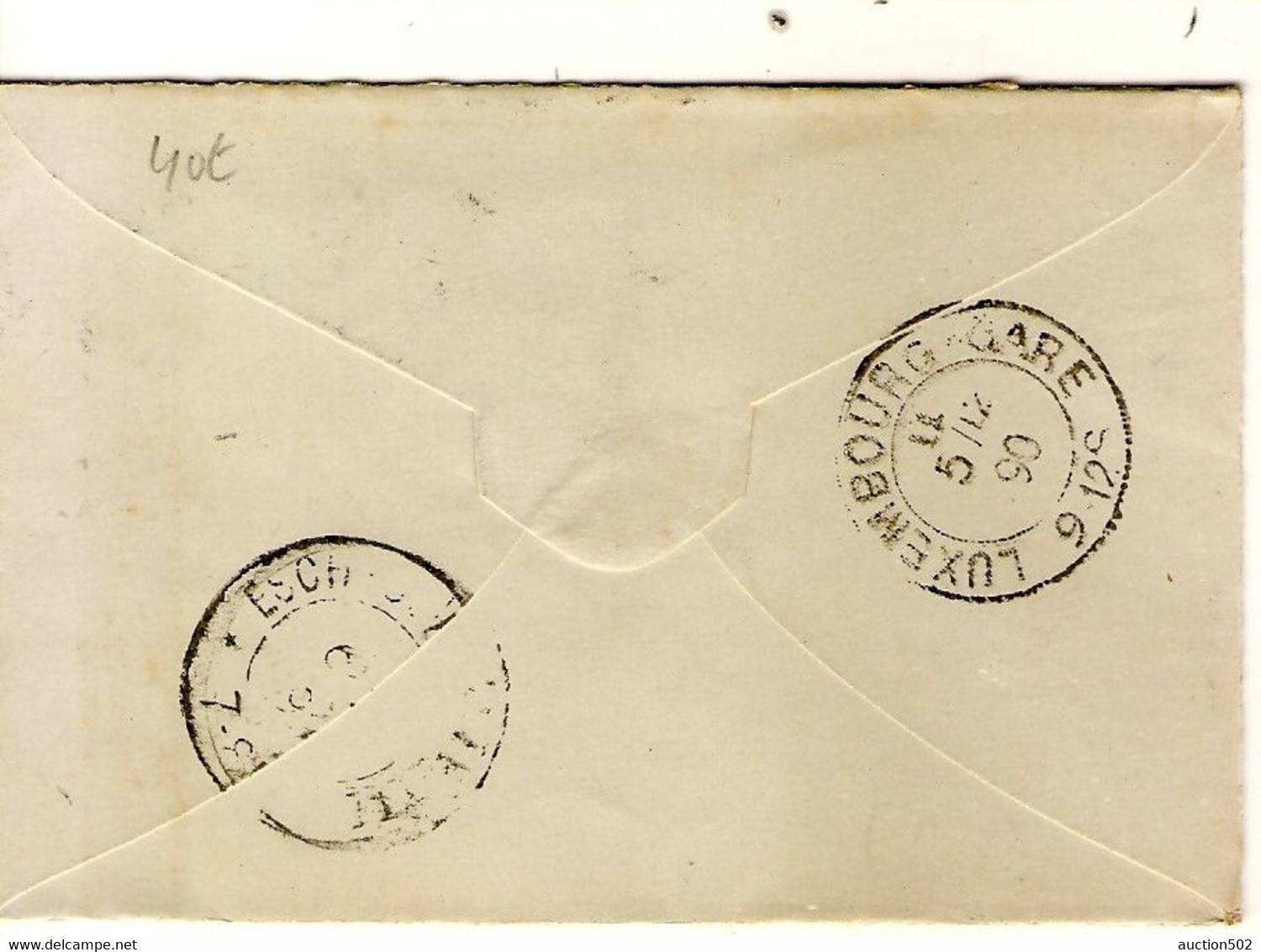 1802PR/ Entier Enveloppe-Lettre N°1 + TP 46 Tarif Préférentiel Obl. Bruxelles 1890 > Gd Duché Esch Via Luxembourg Ville - Enveloppes-lettres