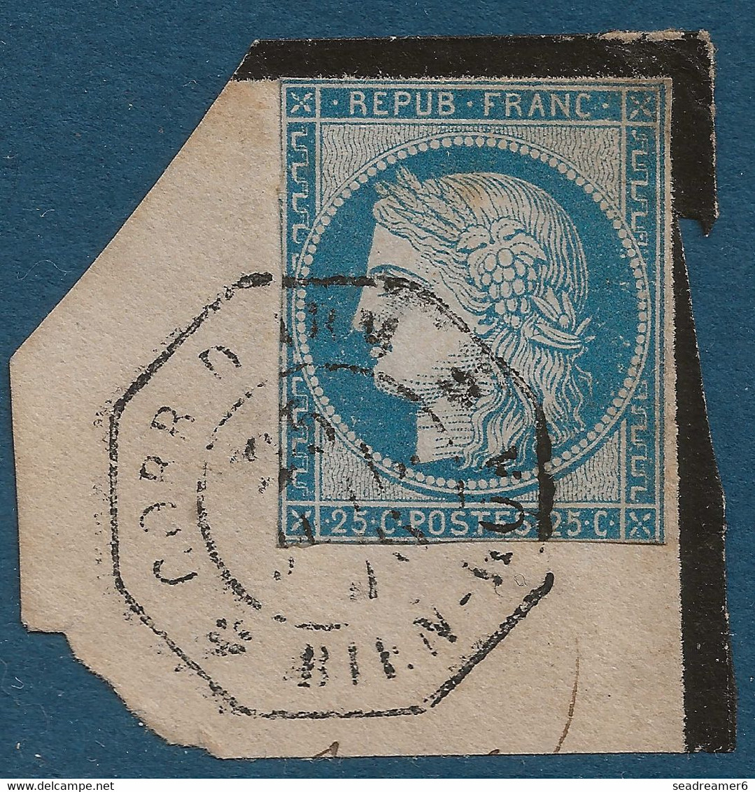 France Colonies Fragment Ceres 25c Bleu De Colonies Obl Dateur Hexagonal 1876  "corr D Arm / BIEN HOA"   RR - Used Stamps