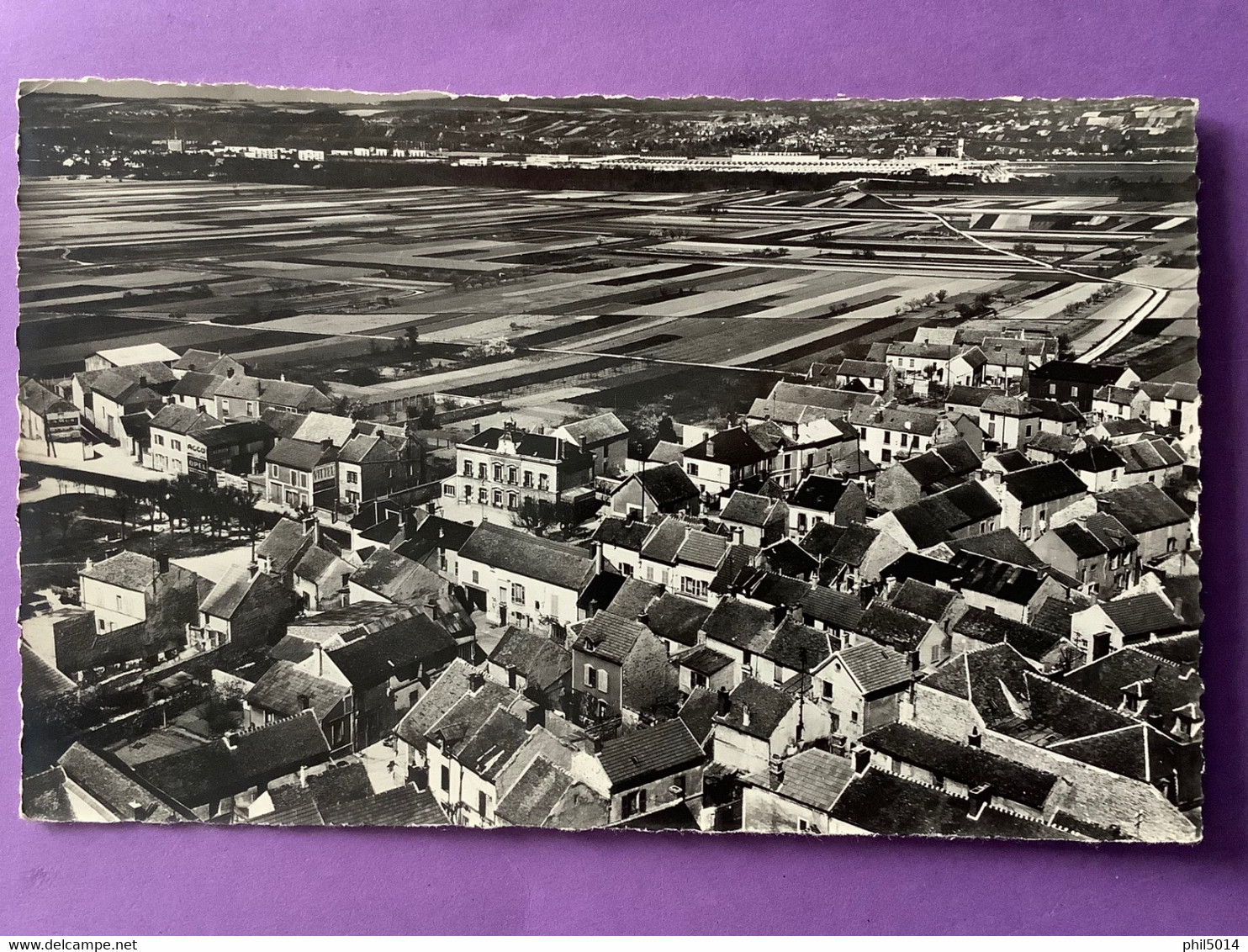 78     CPSM Petit Format   FLINS Et ELISABETHVILLE     Vue Aérienne   Très Bon état - Flins Sur Seine