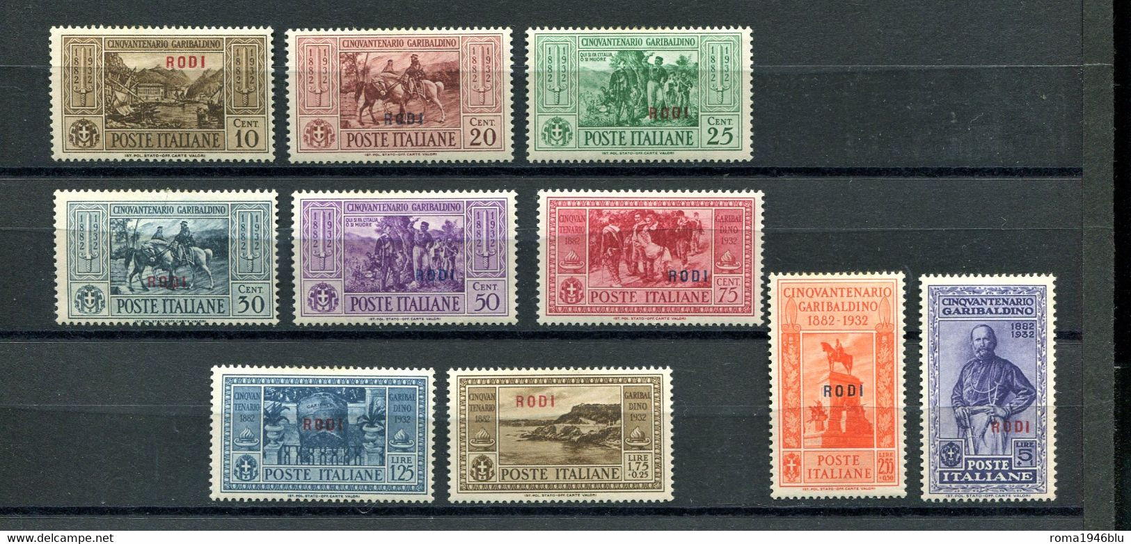 EGEO 1932 RODI GARIBALDI SERIE CPL. 10 V. * GOMMA ORIGINALE - Ägäis (Rodi)