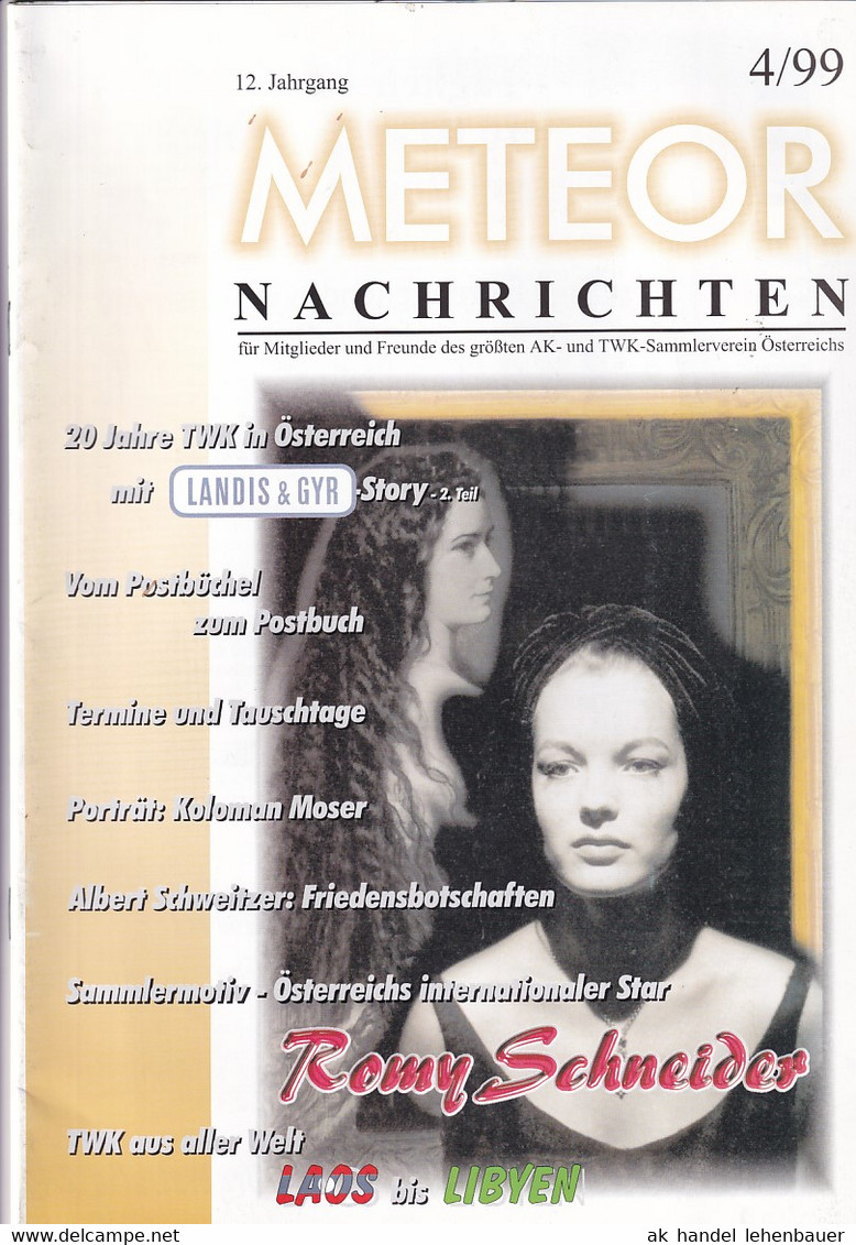 Meteor Nachrichten AK Sammlerverein Jg. 12 Ausg. 4/99 1999 Romy Schneider - Loisirs & Collections