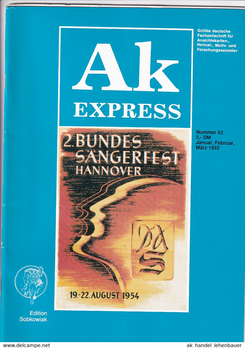 Ak Express Fachzeitschrift Für Ansichtskarten Zeitschrift Nr. 62 1992 - Hobby & Sammeln