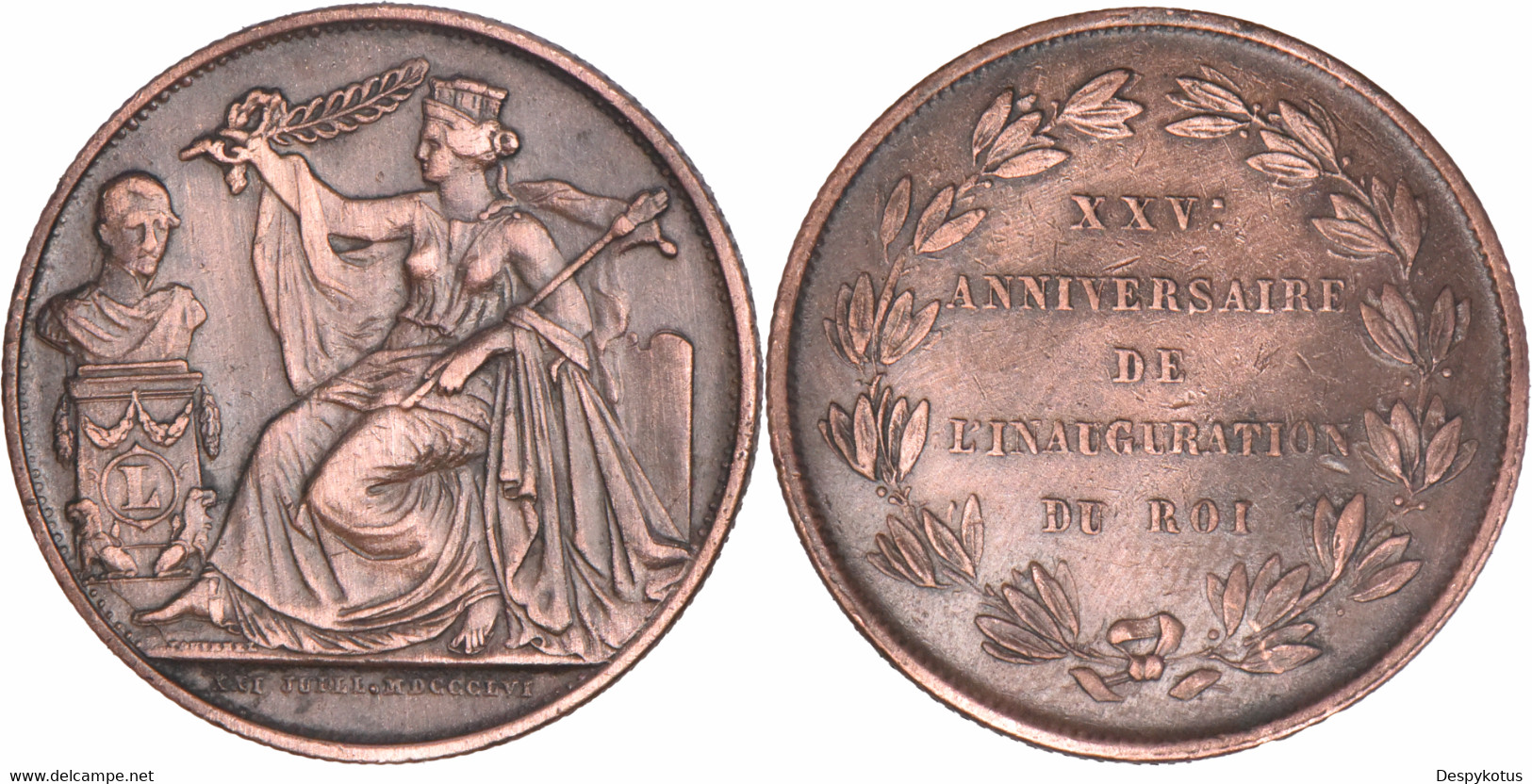 Belgique - Médaille XXVè ANNIVERSAIRE DE L'INAUGURATION DU ROI - 1856 - Léopold 1er - 28 Mm - 03-144 - Royaux / De Noblesse