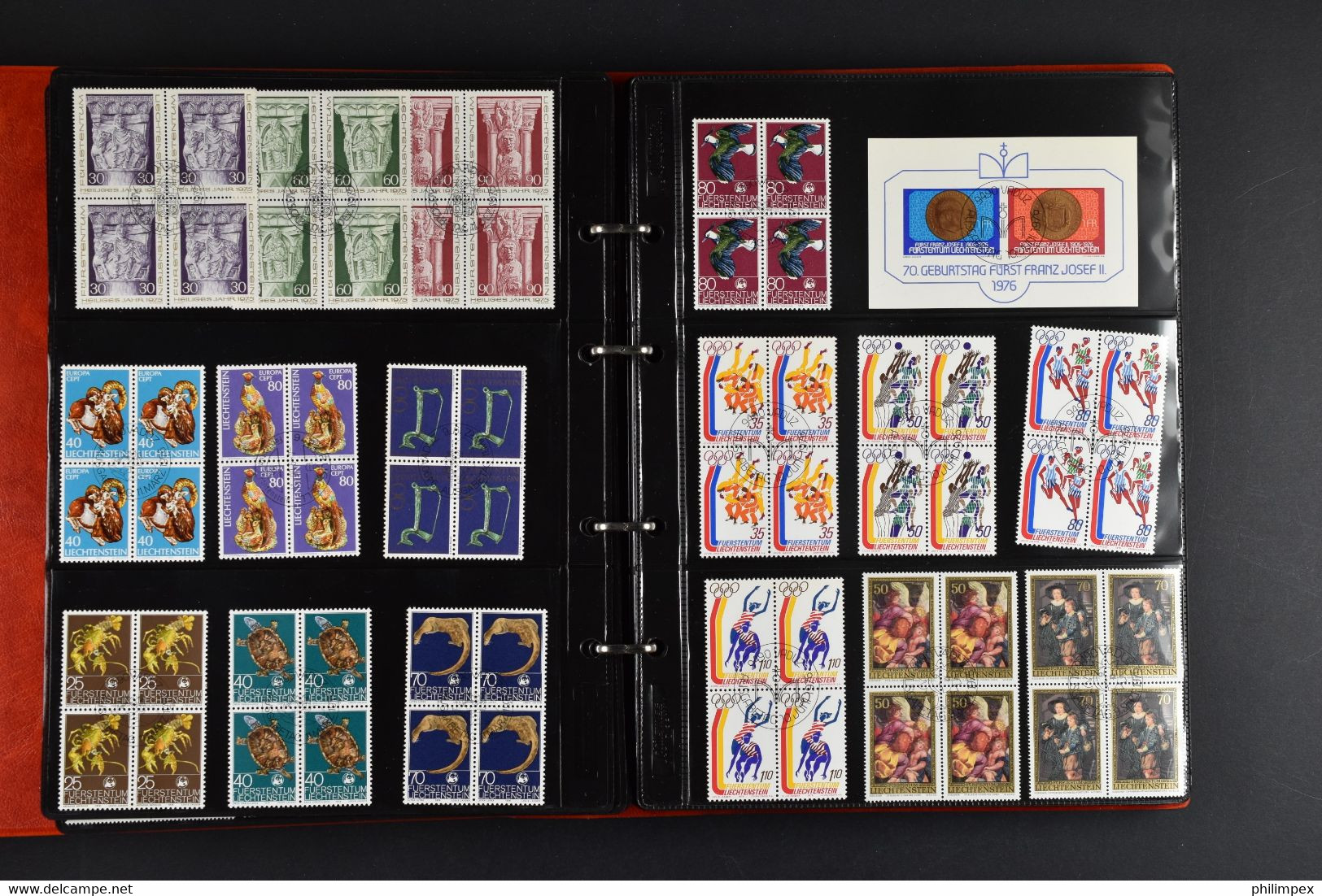 LIECHTENSTEIN, COLLECTION OF USED BLOCKS OF 4, 1966-1997