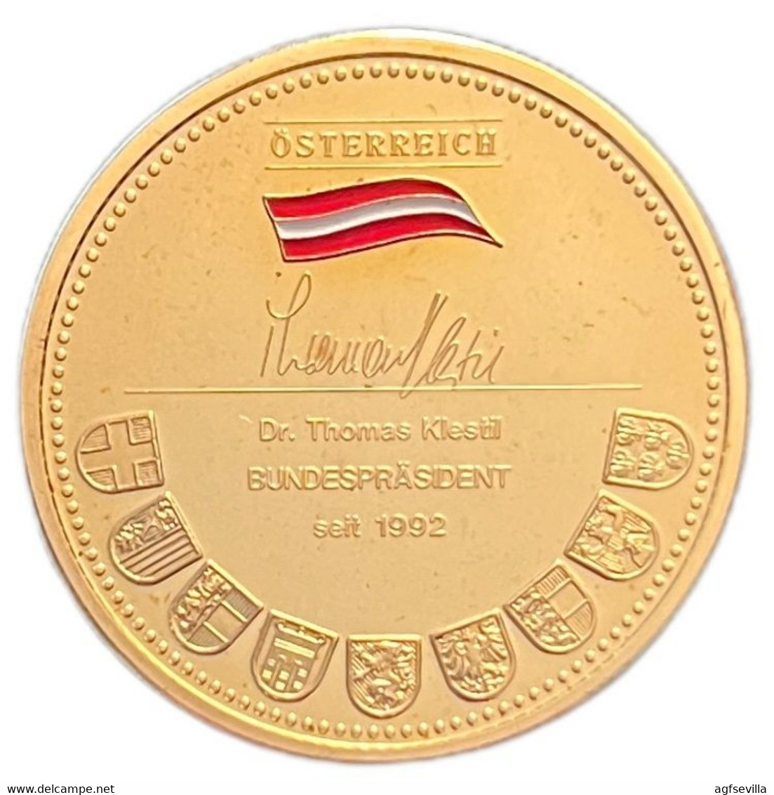 AUSTRIA. MEDALLA DEDICADA AL PRESIDENTE DR. THOMAS KLESTIL - Adel