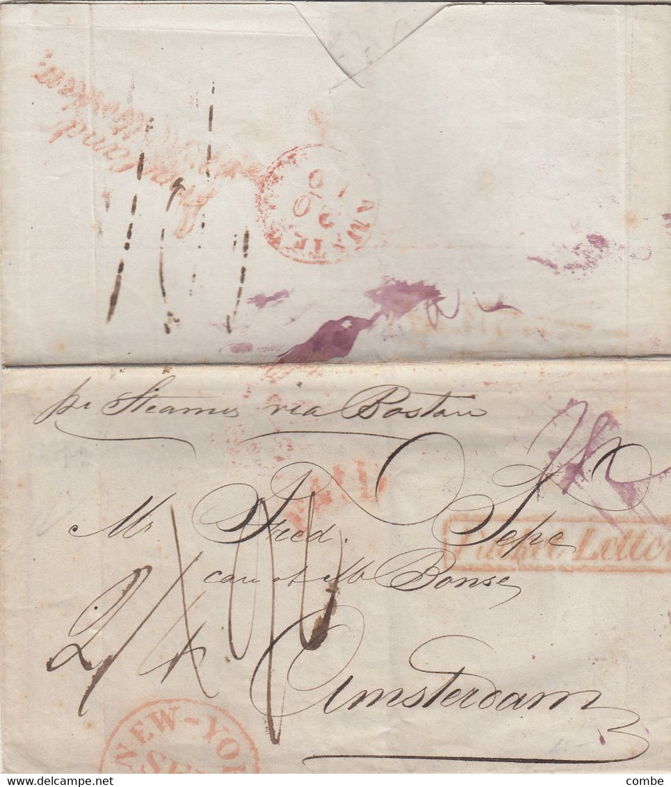 COVER. USA. 30 SEPT 1842. NEW-YORK. PAID. TO AMSTERDAM. VIA BOSTON. PACKET LETTER - …-1845 Prefilatelia