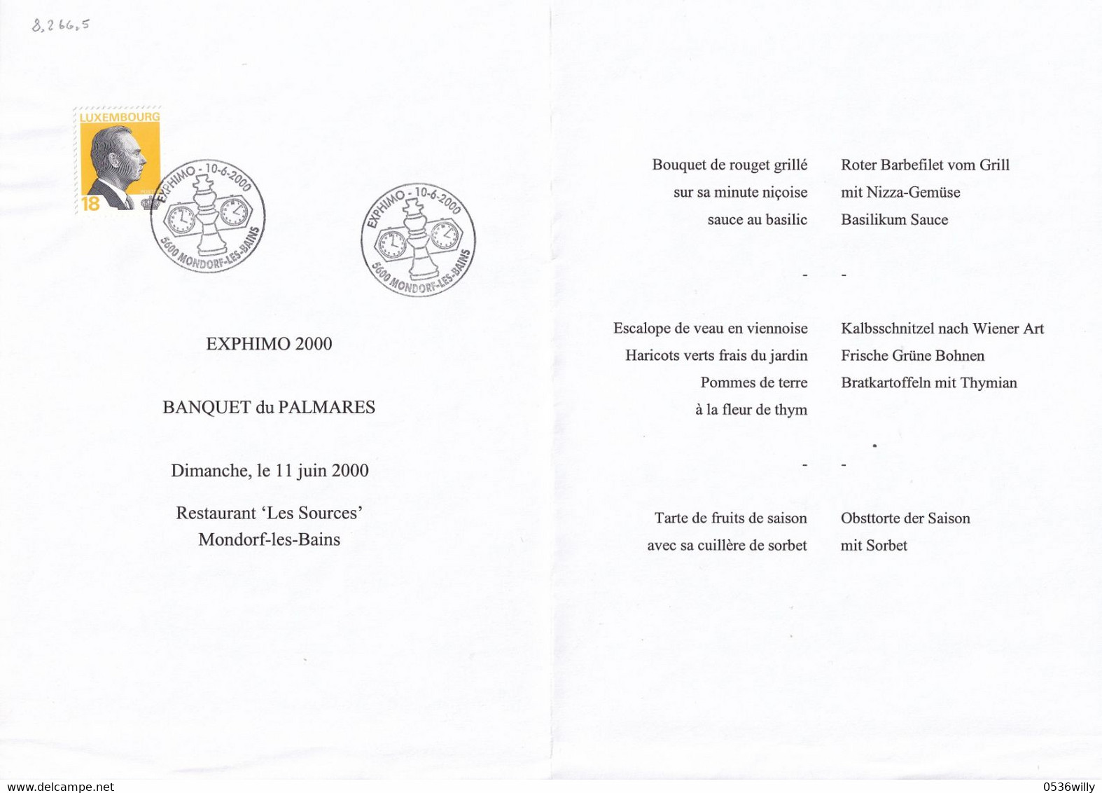 Mondorf-les-Bains EXPHIMO 2000 (8.266.5) - Briefe U. Dokumente
