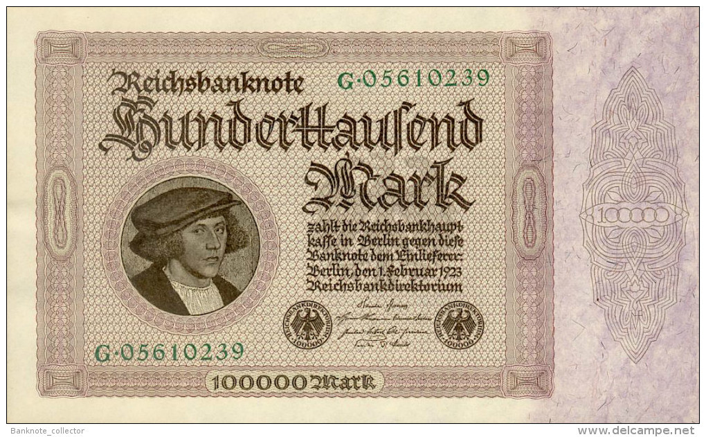 Deutschland, Germany - 100 000 Mark, Reichsbanknote, Ro. 82 A ,  ( Serie G ) UNC, 1923 ! - 100.000 Mark