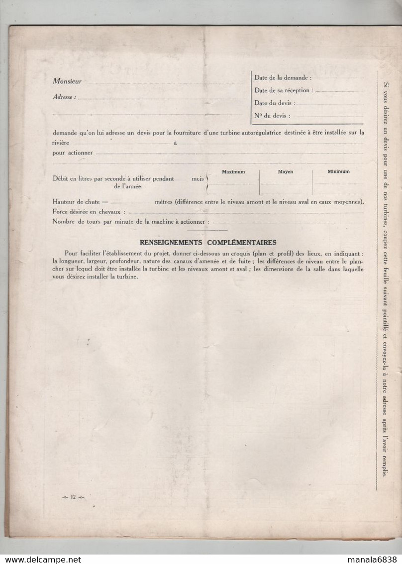 Turbines Autorégulatrices Ateliers Et Fonderies Crozet Fourneyron Chambon Feugerolles Berger Lyon Cabaud - Autres & Non Classés