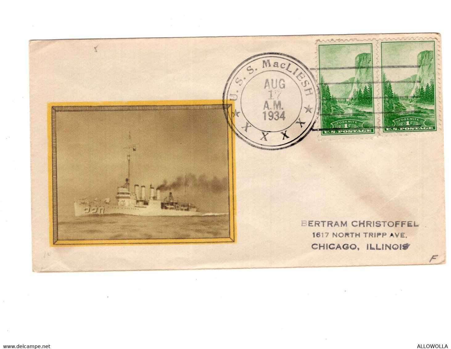 16423 " U.S.S. MACLIESH-AUG. 17,1934 " - 1851-1940