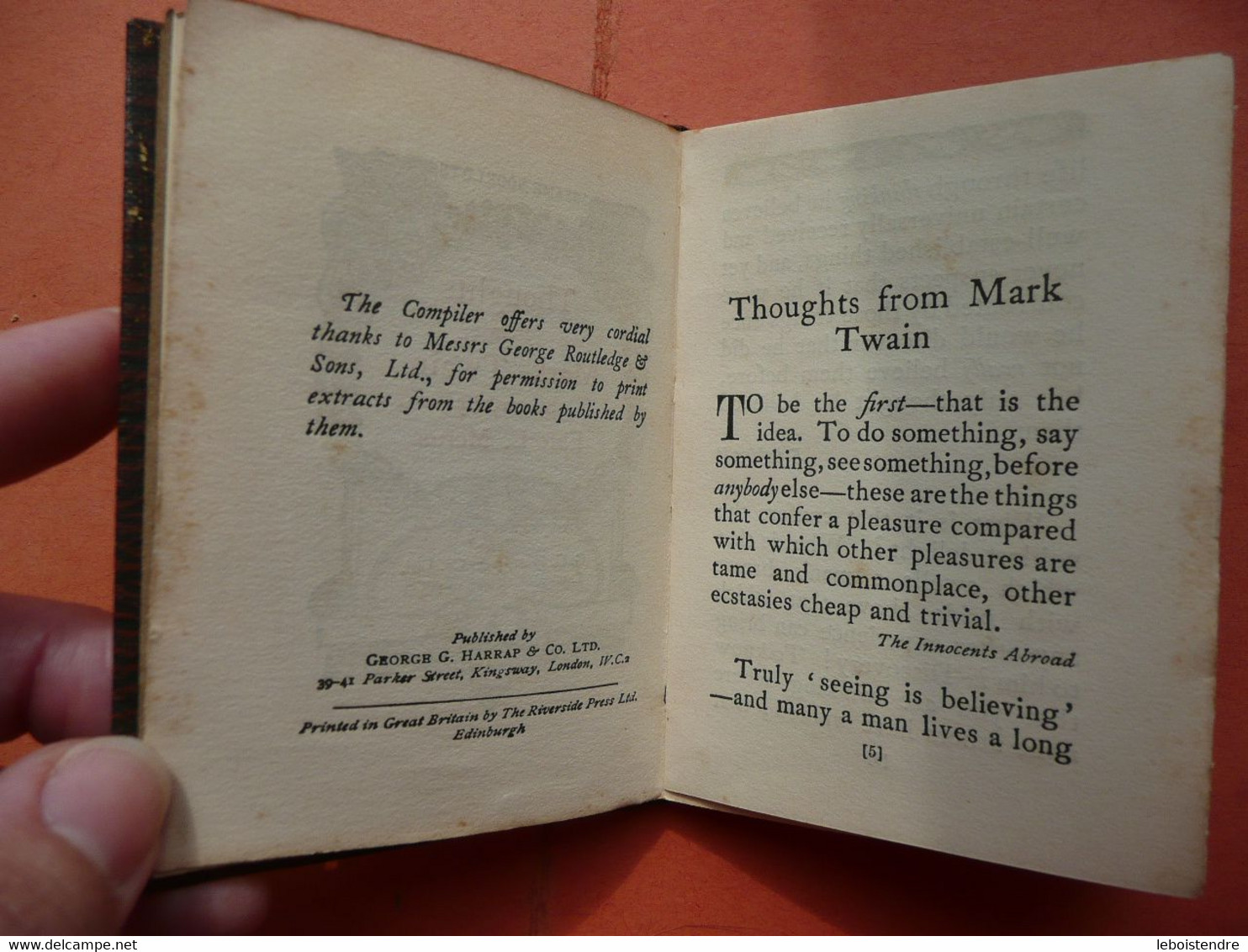 THOUGHTS FROM MARK TWAIN SELECTED BY ELSIE E. MORTON SESAME BOOKLETS MINIATURE