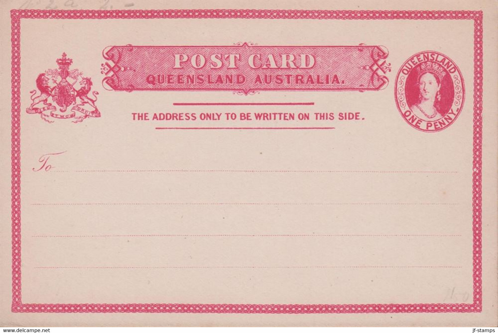 1865. QUEENSLAND AUSTRALIA  POST CARD ONE PENNY VICTORIA QUEENSLAND.  - JF430281 - Covers & Documents