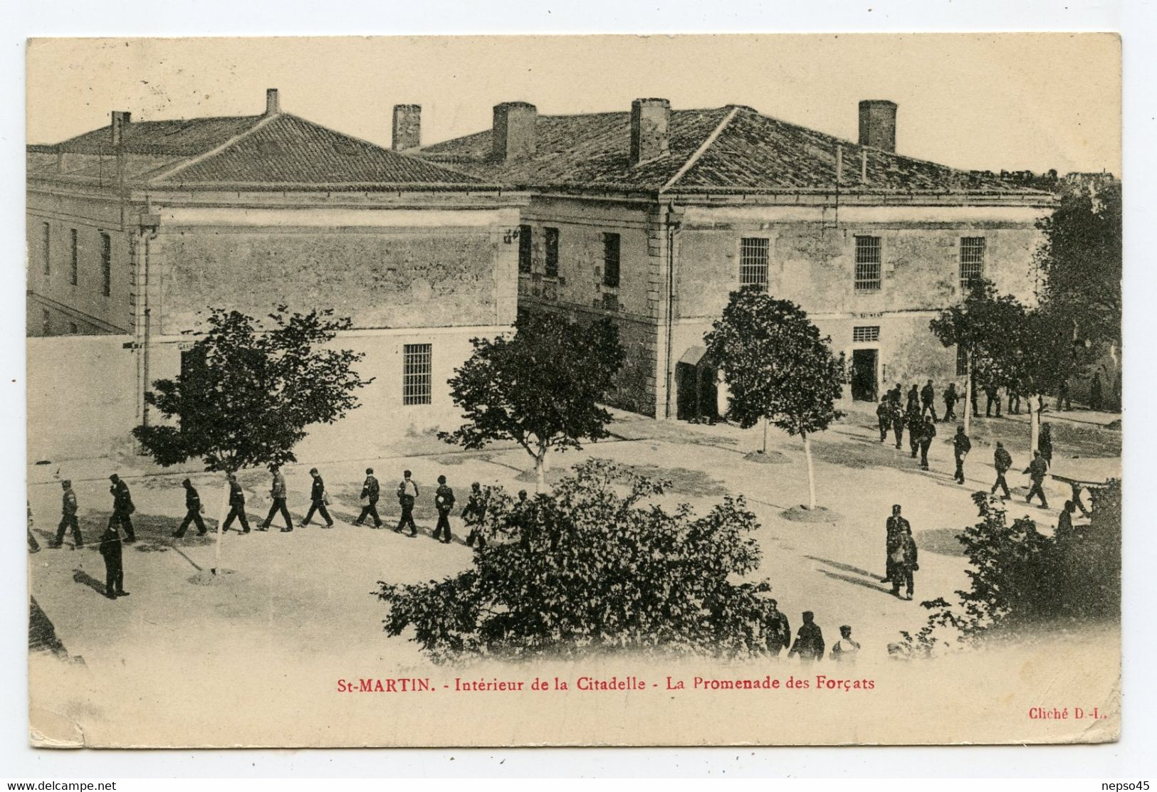 île De Ré St Martin,intérieur De La Citadelle.la Promenade Des Forçats.carte Animée. - Gefängnis & Insassen