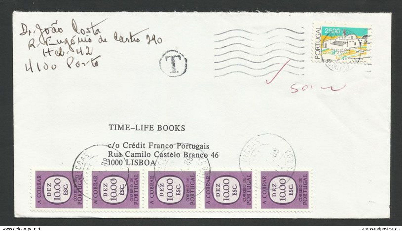 Portugal Lettre 1988 Timbre-taxe Port Dû Et Série Basique Maisons Traditionnelles Postage Due + Traditional Houses Cover - Lettres & Documents