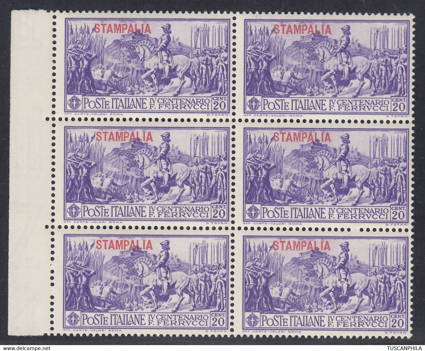 1932 Blocco Di 6 Valori BdF Sass. 18 MNH** Cv 420 - Egée (Stampalia)